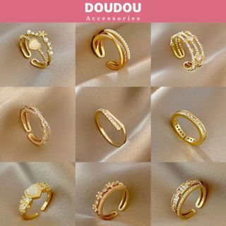 Nhẫn nữ Doudou Phụ kiện Nhẫn bạc thiết kế tiểu thư công chúa lấp lánh sang chảnh phong cách Hàn Quốc thời trang JZ004