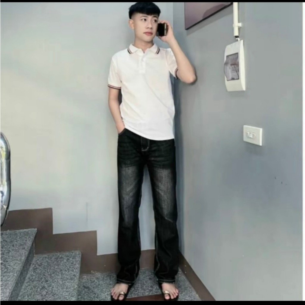 Quần jean nam dài ống suông màu đen loang quần hot hit mẫu mới cao cấp QC