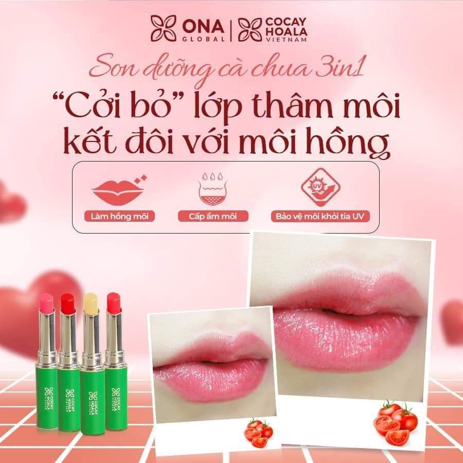 Son dưỡng hữu cơ Cỏ Cây Hoa Lá làm hồng môi, mềm mịn, mọng nước, giảm thâm môi Lá Natural- 1.5g