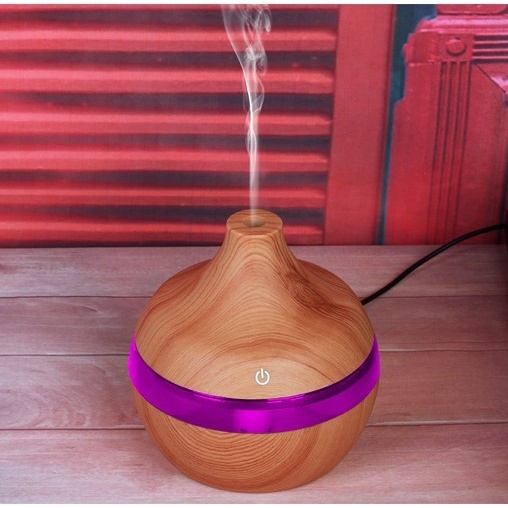 Máy Xông Tinh Dầu Vân Gỗ Đèn LED 300ML Máy Khuếch Tán Tinh Dầu Phun Sương Toả Hương Tạo Ẩm Thơm Mát Phòng Và Đuổi LED