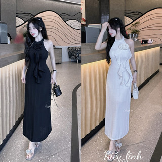 Váy body ren cổ yếm hoa lơi