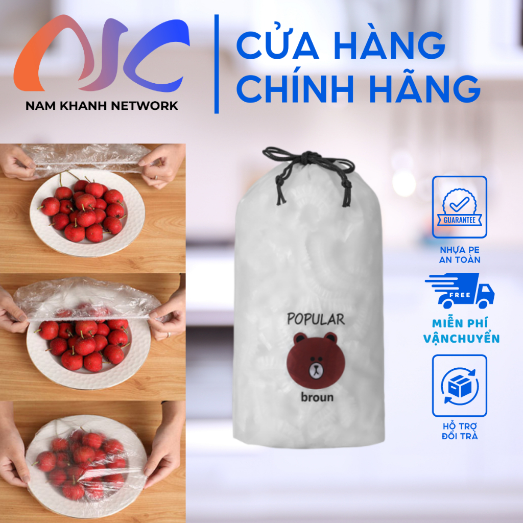 Màng Bọc Thực Phẩm Co Giãn Siêu Dai Hình Gấu - Có Chun Túi Tiện Lợi