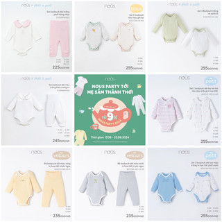Bộ body phối quần Nous chính hãng cho bé từ 0-18 tháng