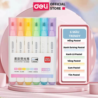 Set Bút Highlight Deli Màu Pastel Retro Đầu Vát Thân Tròn Giúp Ghi Nhớ Trang Trí Xinh Xắn Nhỏ Gọn Tiện Lợi