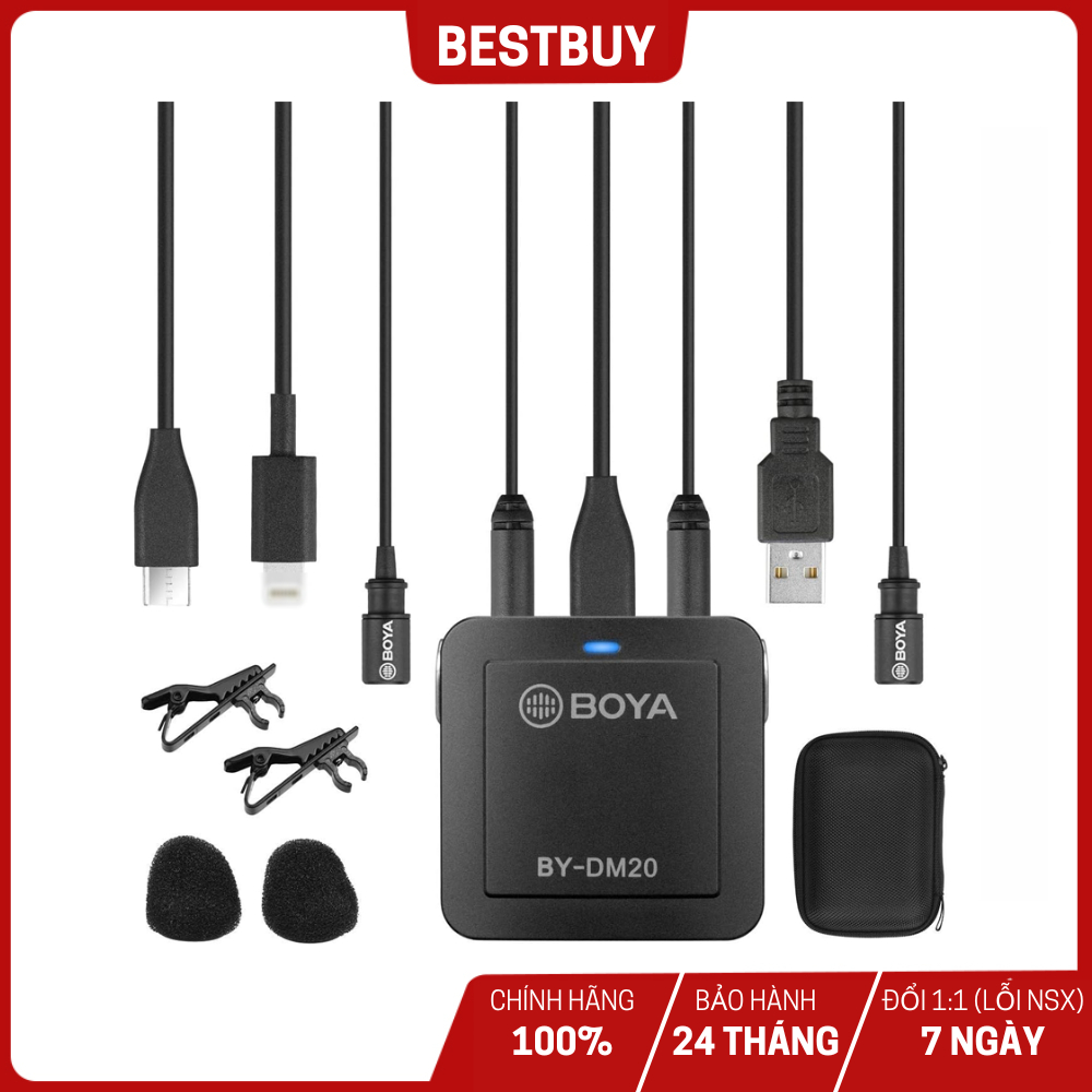 BOYA BY-DM20 - Bộ Mic Thu Âm Cổng Light_ning (i.O.S) / Type-C (Android) / Laptop - Bảo Hành 24 Tháng