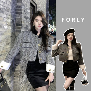 Áo khoác dạ Forlystudio áo cardigan tay trắng dáng ngắn tiểu thư T041