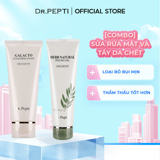 [Combo] Sữa Rửa Mặt Và Tẩy Da Chết Dr.Pepti Galacto Cleansing Foam & Herb Natural Peeling Gel