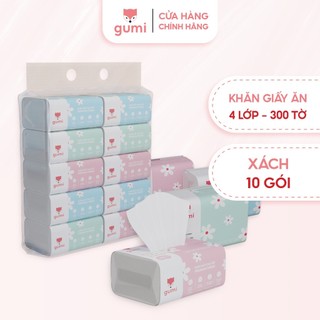 Xách 10 gói giấy ăn cao cấp Gumi 3 lớp / 4 lớp mềm mịn, tiện lợi Khăn Giấy để Phòng Khách