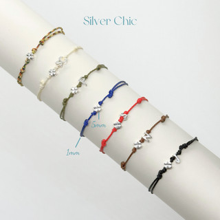 Vòng tay nhóm may mắn cỏ 4 lá phối charm chữ theo yêu cầu SILVER CHIC bạc 925
