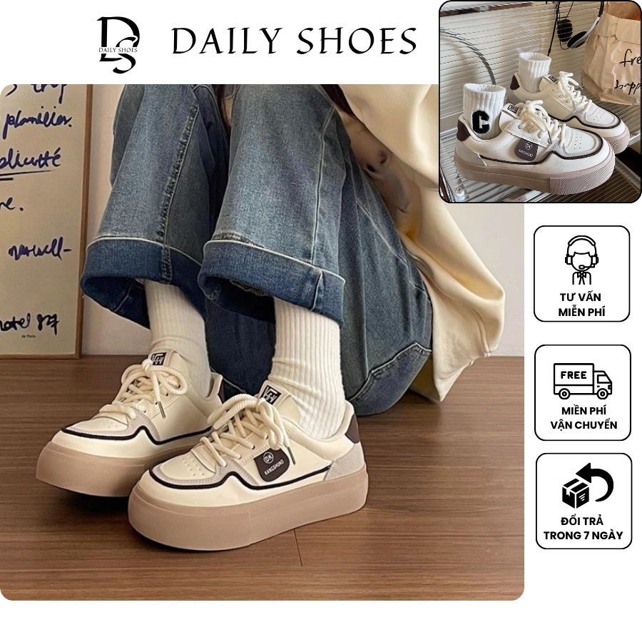 Giày thể thao sneaker vải Canvas nữ đế cao 4cm phong cách trẻ trung năng động dễ phối đồ | DAILY SHO