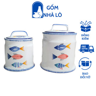 Hũ muối dưa cà có quai vại muối dưa cà gốm sứ bát tràng dung tích 2.7l 5l 9l