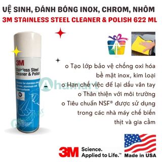 Bình xịt làm sạch và đánh bóng Inox 3M Stainless Steel Cleaner & Polish 126080-14002 622ml (21oz)