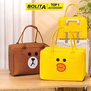 Túi du lịch đa năng xách tay, túi xách đựng đồ đi biển đi chơi, để quần áo cài vali chất liệu dạ nỉ xốp BOLITA