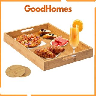 Khay gỗ tre để ấm chén uống trà