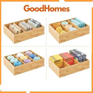 Khay chia ngăn gỗ tre đựng đồ đa năng