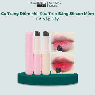 Cọ trang điểm môi đầu tròn bằng silicon mềm có nắp đậy / cọ trang điểm