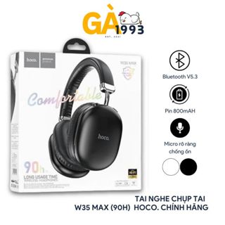 Tai nghe chụp tai W35 Max, Tai nghe bluetooth V5.3 pin 90H chính hãng, tích hợp micro, hỗ trợ thẻ nhớ.