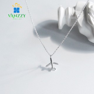 Dây chuyền bạc s925 vanzzy jewelry , vòng cổ mặt máy bay đính đá vz020