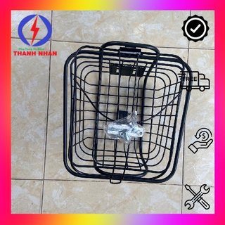 Giỏ Xe Đạp Đa Năng Màu Đen Có Nắp, Rổ Xe Điện Thông Minh Kèm Theo Ốc Pass Phụ Tùng Xe Điện