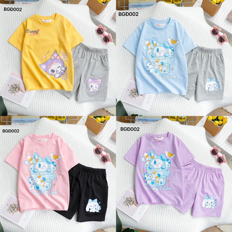 Bộ đồ cộc bé gái size đại Janeshop, Set áo cotton quần đùi cooton 4 chiều cao cấp size đại xuất mềm 