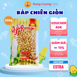 Bắp chiên giòn, bắp chiên giòn hùng cường, bắp chiên, ngô chiên, snack, 200g, ăn vặt, bỏng ngô