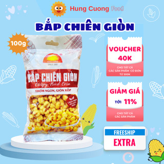 Bắp chiên giòn, bắp chiên giòn hùng cường, bắp chiên, ngô chiên, snack, 100g, ăn vặt, ăn vặt
