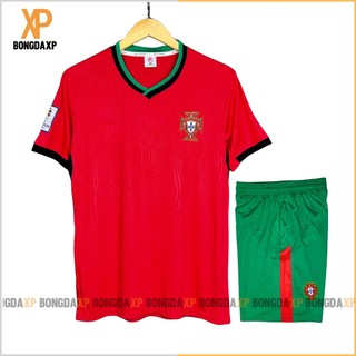 Áo Đá Bóng Bồ Đào Nha 2024 Đỏ Xanh, Đồ Đá Banh Vải Thun Lạnh Cao Cấp
