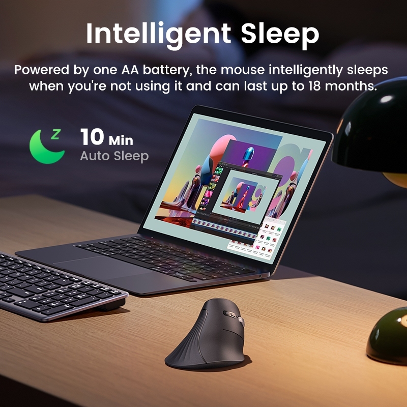 Chuột bấm im lặng không dây 4000DPI dọc Bluetooth 5.0 + 2.4G Ugreen MU008 cao cấp | BigBuy360 - bigbuy360.vn