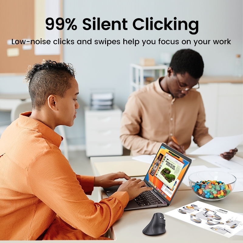 Chuột bấm im lặng không dây 4000DPI dọc Bluetooth 5.0 + 2.4G Ugreen MU008 cao cấp | BigBuy360 - bigbuy360.vn