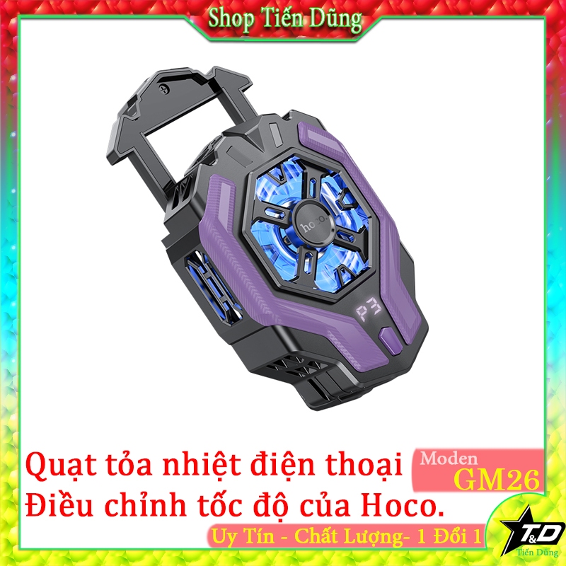 Quạt tỏa nhiệt điện thoại HOCO GM26, có thể điều chỉnh 3 tốc độ gió khác nhau, đo nhiệt độ máy, dễ d