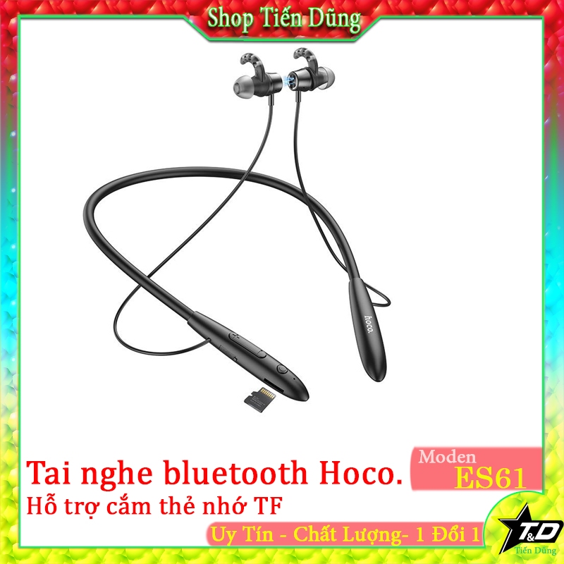 Tai nghe không dây kết nối BLUETOOTH đeo cổ HOCO ES61, hỗ trợ cắm thẻ nhớ TF.