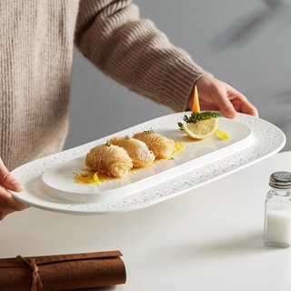 (MỚI) Đĩa bánh mì NÚI LỬA, khay sushi sứ trắng men bóng phong cách Bắc Âu - Bát đĩa sứ nhà hàng