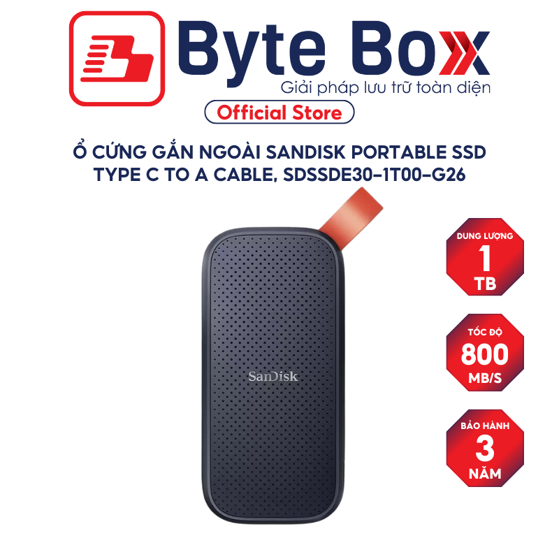 Ổ cứng di động SSD Sandisk Portable 1TB / 2TB E30 800MB/s ‎- Bảo hành 3 năm