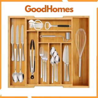 Khay gỗ tre chia ngăn kéo tủ bếp