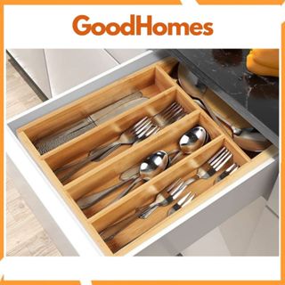 Khay đựng muỗng đũa chia ngăn kéo tủ bếp bằng gỗ tre