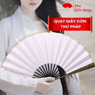Quạt Cổ Trang Nan Tre Giấy Cơm/Giấy Gạo chuyên vẽ Thư Pháp