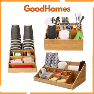 Khay gỗ tre đựng đồ chia ngăn đựng ly trà sữa cà phê
