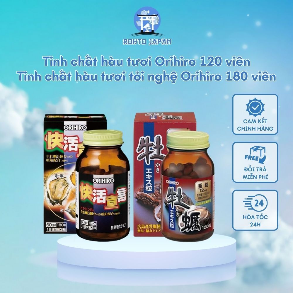 Viên uống tinh chất hàu tươi Orihiro 120 viên, tinh chất hàu tươi tỏi nghệ Orihiro 180 viên Nhật Bản