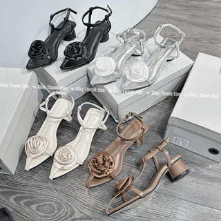 Cao gót quai mảnh đính bông hoa cao 5 phân G0115