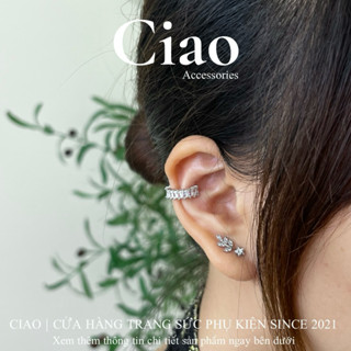 [HOẢ TỐC 1H] Khuyên vành tai/ Kẹp vành tai mạ bạc thiết kế đính đá mã 07 Ciao accessories