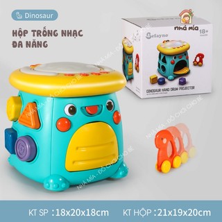 Hộp nhạc trống đa năng khủng long có đèn chiếu hình, nhạc và đèn cho bé trai và bé gái, quà sinh nhật cho bé