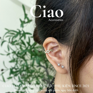   HOẢ TỐC 1H  Khuyên vành tai  Kẹp vành tai mạ bạc thiết kế đính đá mã 09 Ciao accessories 
