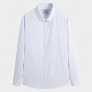 Áo sơ mi công sở slim fit dài tay INSIDEMEN màu trắng basic, chất liệu polyester bền màu, bền form áo ILS0690Z