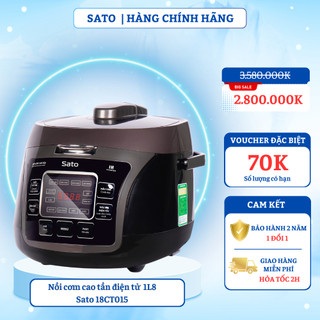 Nồi cơm cao tần điện tử Sato 18CT015 1.8L, công nghệ cao tần IH inverter thông minh - Hàng Chính Hãng