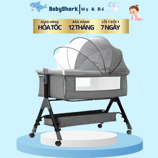 Nôi Sơ Sinh Cho Bé (KÈM MÀN), Nôi Ngủ Cho Bé Có Thể Điều Chỉnh Độ Cao Kích thước 95* 65 *85cm