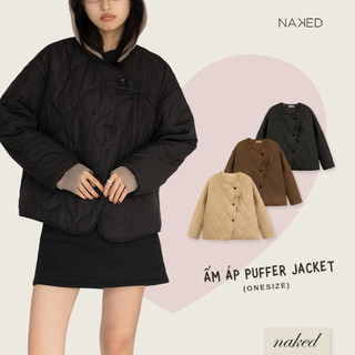 Áo phao mỏng vạt chéo đính nơ naked by v - ấm áp puffer jacket