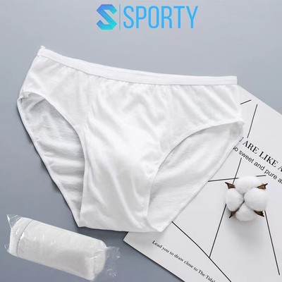 Quần lót giấy cotton 100% SPORTY dùng 1 lần, 2 lớp đáy, dùng khi đi du lịch, mẹ bầu đi sinh