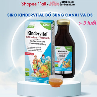  Siro tăng hấp thụ Kindervital của Đức bổ sung Canxi và Vitamin D3 cho bé biếng ăn trên 3 tuổi, 250ml