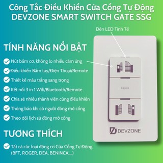 Công Tắc Điều Khiển Đóng Mở Cửa Cổng Tự Động Bằng Điện Thoại DEVZONE SMART SWITCH GATE SSG 4 in 1 Nút Bấm Cơ Gắn Tường