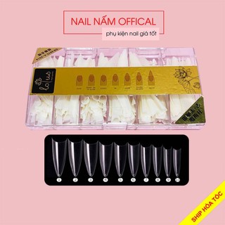 Móng tip, móng nối nhọn dài nhám sẵn Lotus cao cấp hộp 500 móng đủ size từ 0-9